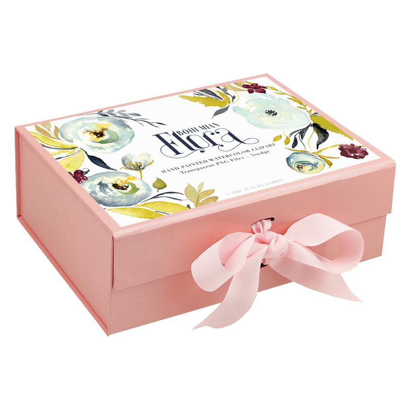 Custom logo on magnetic gift box pink, magnetic gift box wholesale