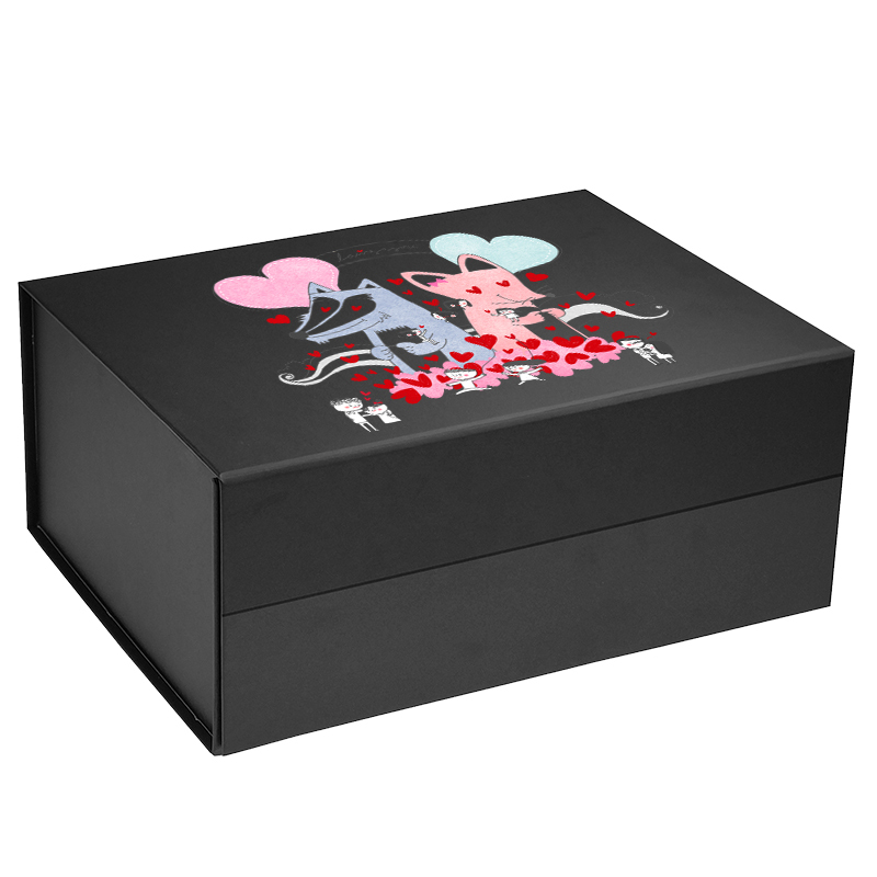 Custom logo on magnetic gift boxes black, deep magnetic gift box wholesale