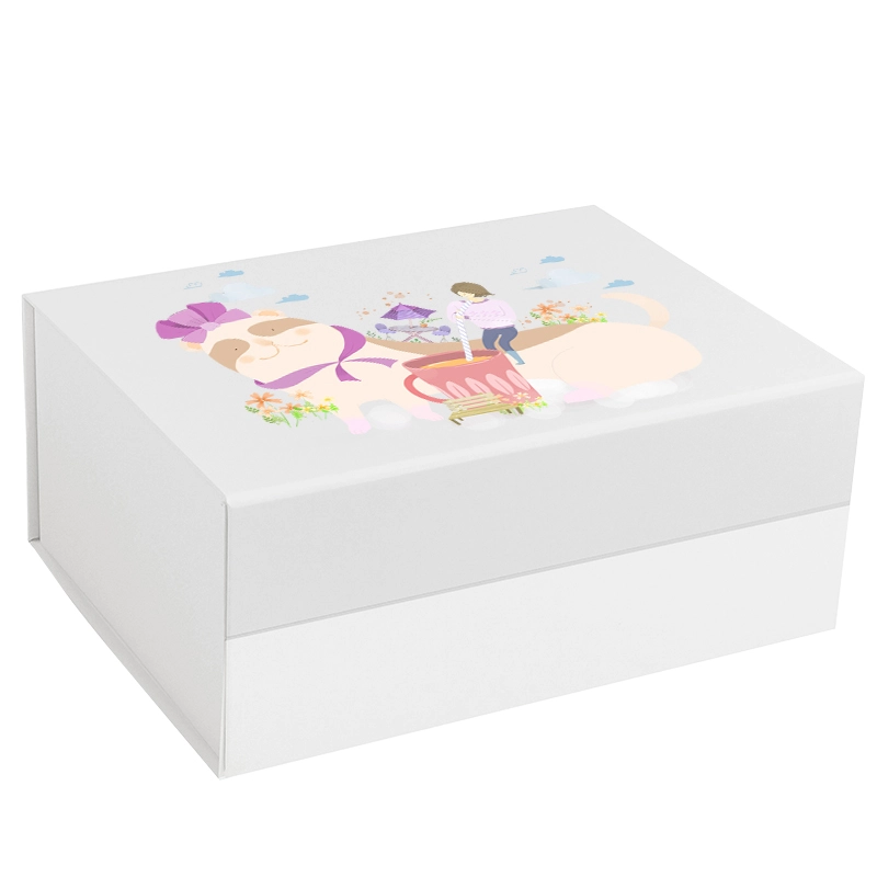 Custom logo on folding magnetic gift box, magnetic flip top gift box