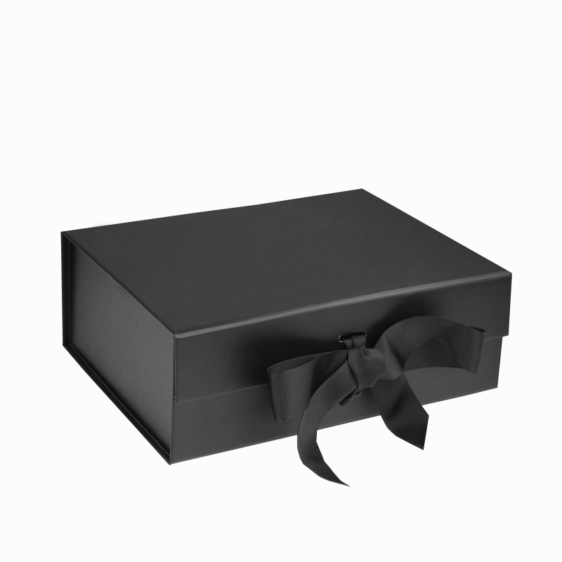 Wholesale A5 Shallow Black Magnetic Gift Box WIith Ribbon