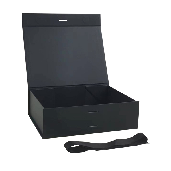 Wholesale A5 Shallow Black Magnetic Gift Box WIith Ribbon