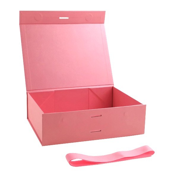 Wholesale A5 Shallow Pink Magnetic Gift Box WIith Ribbon