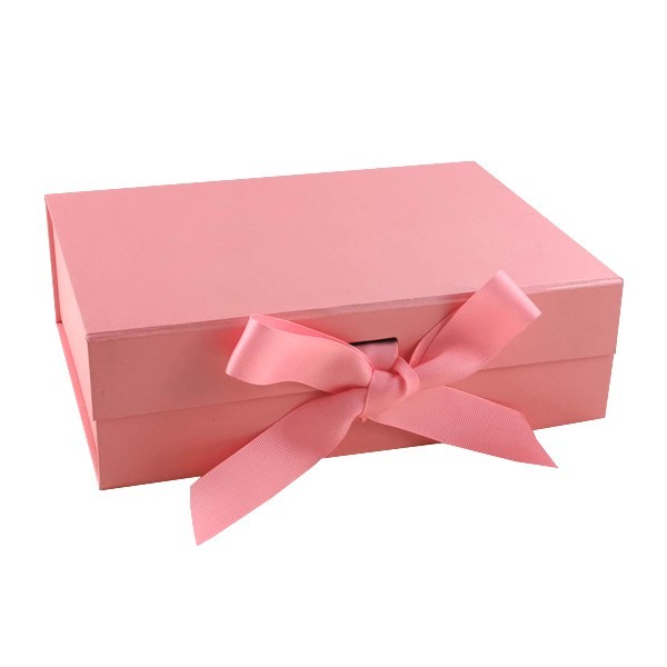 Wholesale A5 Shallow Pink Magnetic Gift Box WIith Ribbon