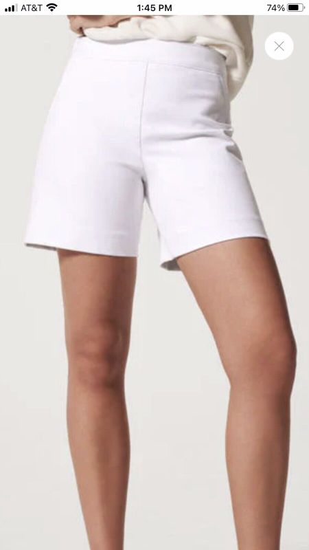 Spanx Pull On Shorts On The Go 6" Women Mediu White Silver Lining Proof 20375R