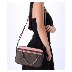Michael Kors Jet Set Large East West Chain Crossbody Bag Brown MK Primrose Pink