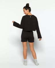 Free People Movement Sunny Set Two Piece Athleisure Set Black OB 1437966