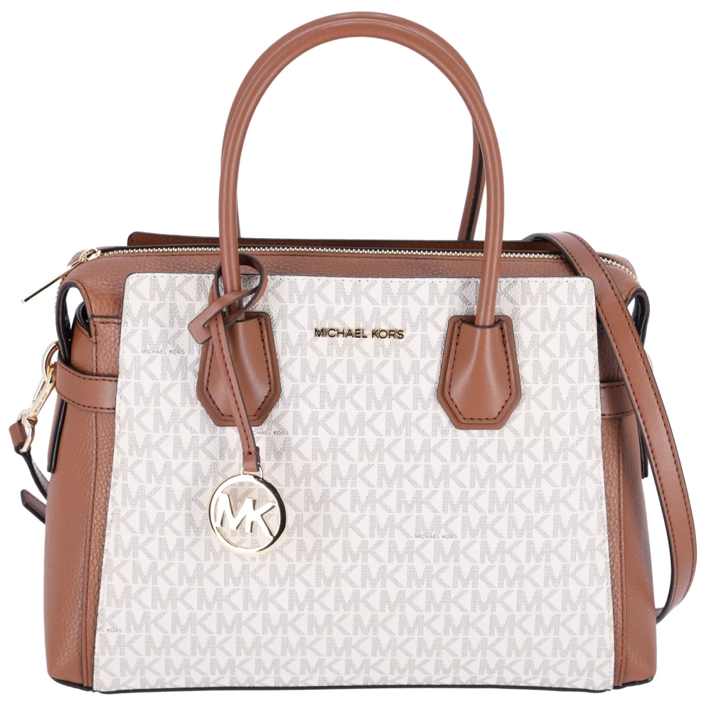 Michael Kors Mercer Medium Belt Shoulder Bag Crossbody Bag Vanilla MK Signature