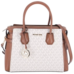 Michael Kors Mercer Medium Belt Shoulder Bag Crossbody Bag Vanilla MK Signature