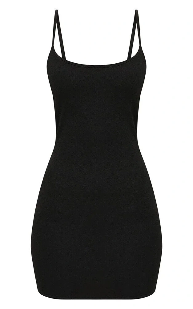 Ladies Strappy Cami Mini Bodycon Vest Tank Top Dress Plus Size Stretchy Jersey