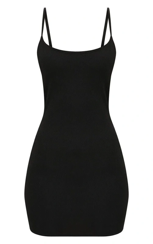 Ladies Strappy Cami Mini Bodycon Vest Tank Top Dress Plus Size Stretchy Jersey