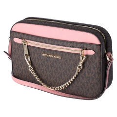 Michael Kors Jet Set Large East West Chain Crossbody Bag Brown MK Primrose Pink