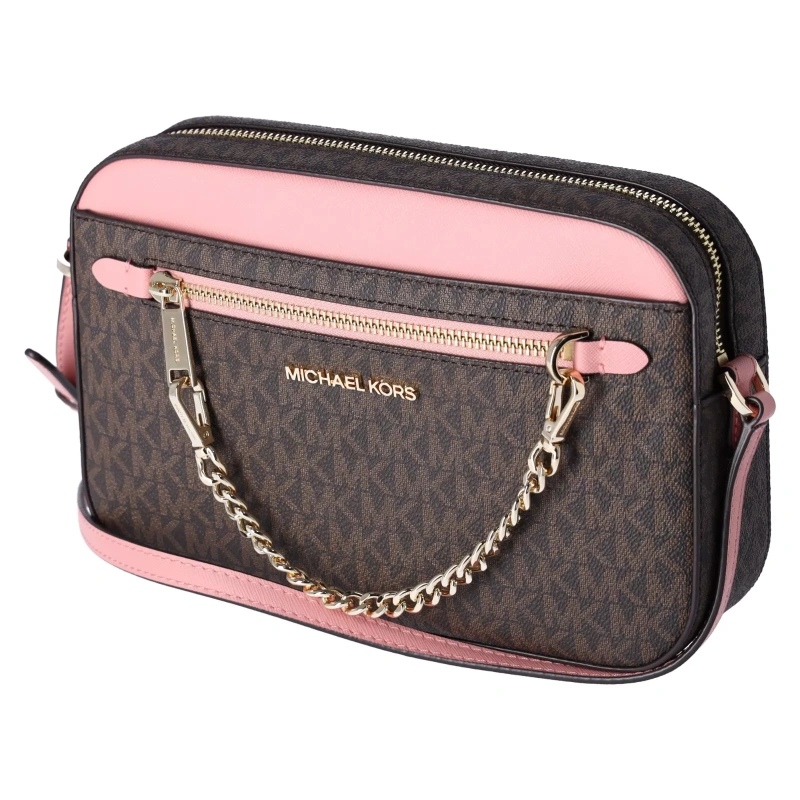 Michael Kors Jet Set Large East West Chain Crossbody Bag Brown MK Primrose Pink