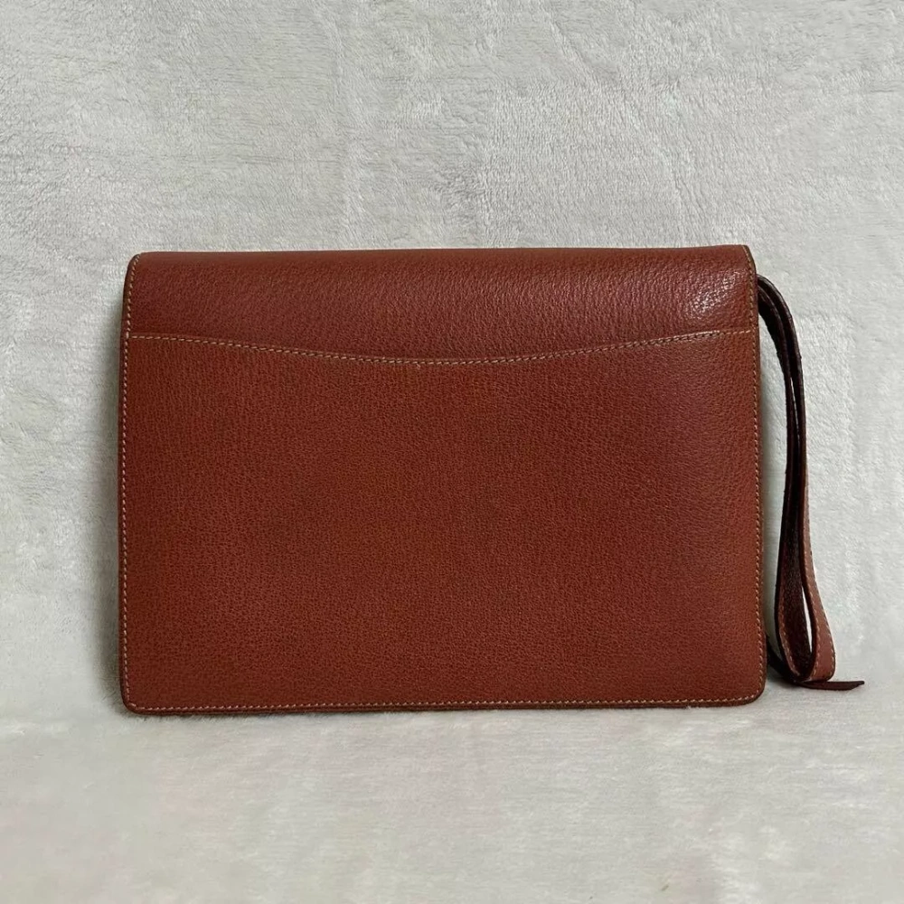 Vintage Old Celine Leather Clutch Bag Brown