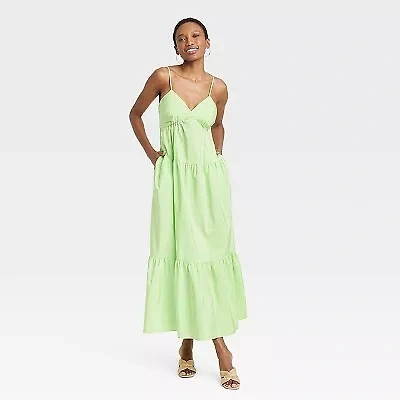 A New Day Women's Summer Maxi Sundress Casual Dress, Green, L