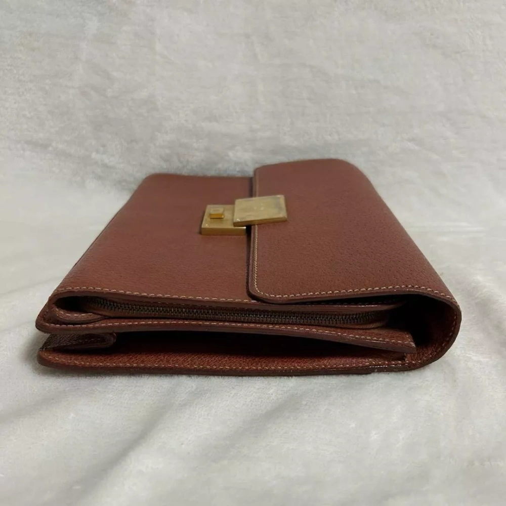 Vintage Old Celine Leather Clutch Bag Brown