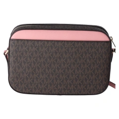 Michael Kors Jet Set Large East West Chain Crossbody Bag Brown MK Primrose Pink