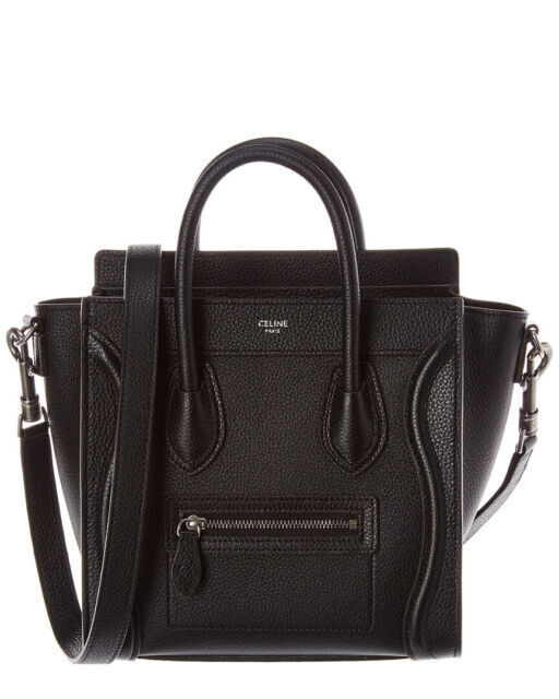 CELINE Luggage Shoulder Bag Nano Black Leather
