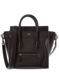 CELINE Luggage Shoulder Bag Nano Black Leather