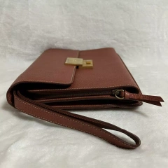 Vintage Old Celine Leather Clutch Bag Brown