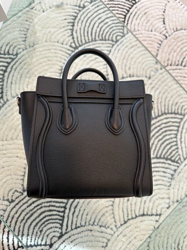 CELINE Luggage Shoulder Bag Nano Black Leather