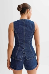 Women's Denim 2 Piece Set Sleeveless Jean Vest Tops and Shorts Outfit Tracksuits