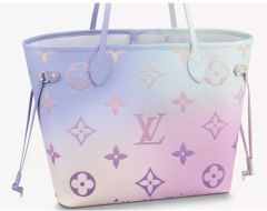 Louis Vuitton Neverfull Shoulder Bag MM Blue Pink Canvas Monogram Suhali