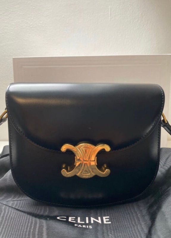 CELINE Triomphe Crossbody Teen Black Leather
