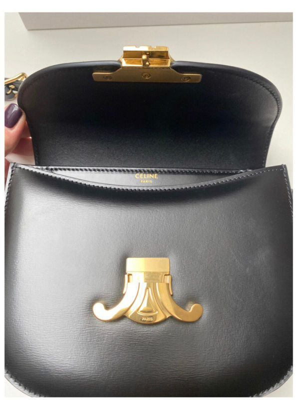 CELINE Triomphe Crossbody Teen Black Leather