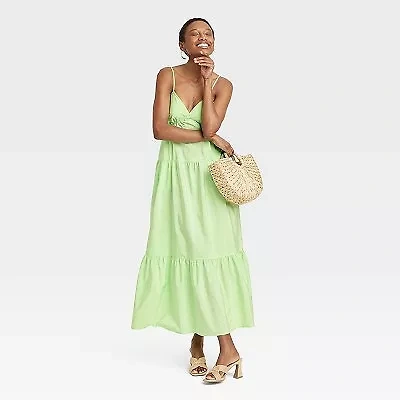 A New Day Women's Summer Maxi Sundress Casual Dress, Green, L