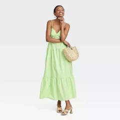 A New Day Women's Summer Maxi Sundress Casual Dress, Green, L