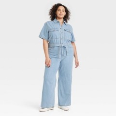Women's Short Sleeve Jumpsuit - Universal Thread Light Wash 0
