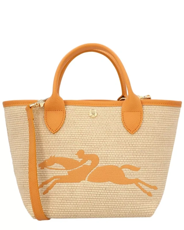 Longchamp Le Panier Pliage Small Canvas Basket Bag