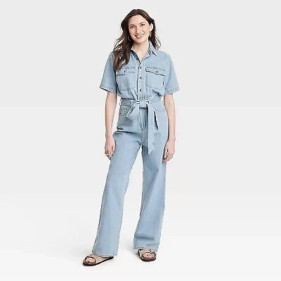 Women's Short Sleeve Jumpsuit - Universal Thread Light Wash 0