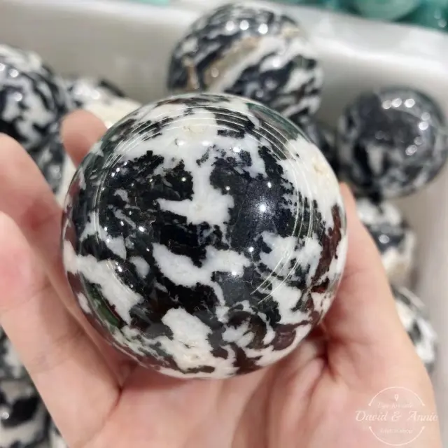 Zebra stone sphere