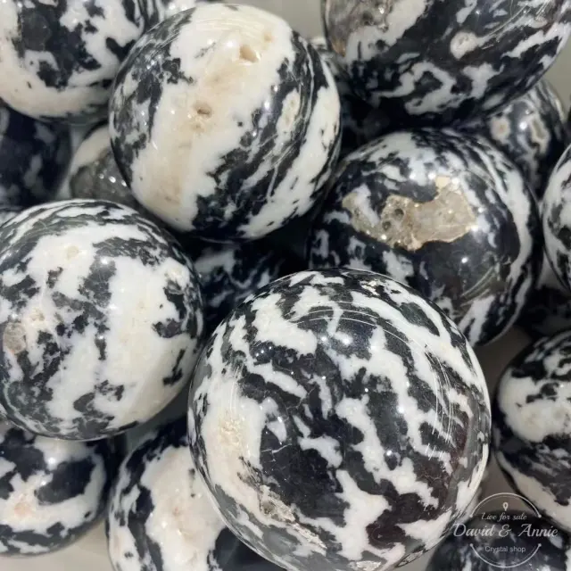 Zebra stone sphere