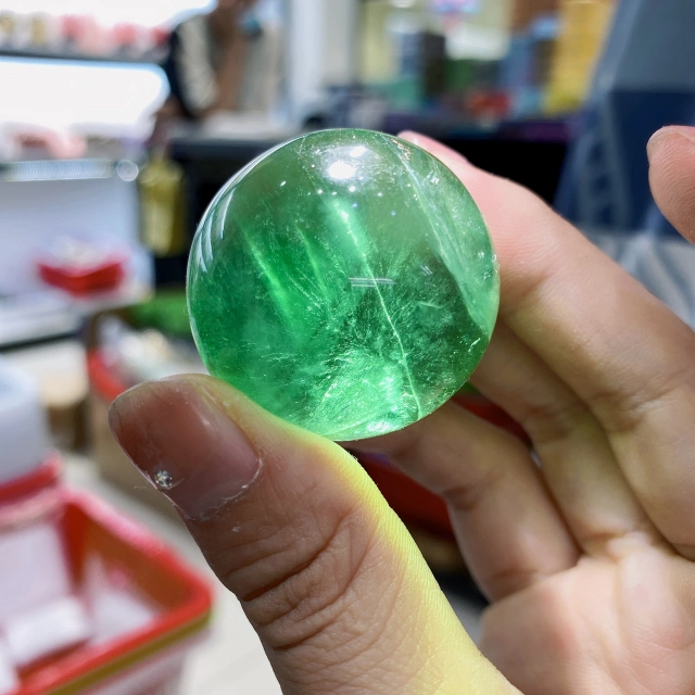 Higher quality green flourite sphere