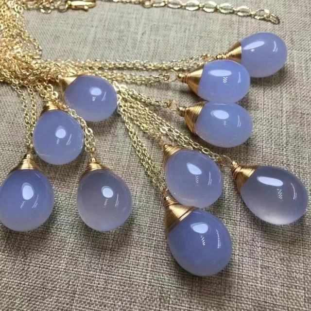 Natural blue moonstone/Rhodochrosite/aquamarine/blue kynite/amethyst/prehnite/blue jade pendant
