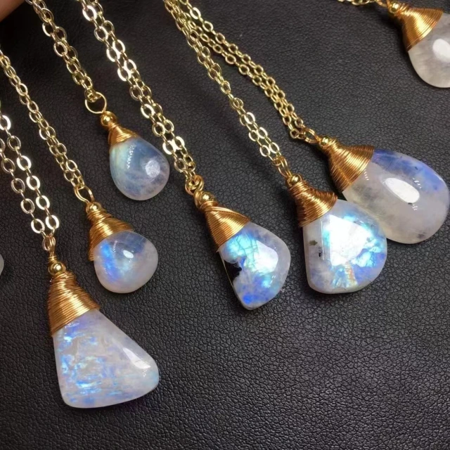 Natural blue moonstone/Rhodochrosite/aquamarine/blue kynite/amethyst/prehnite/blue jade pendant