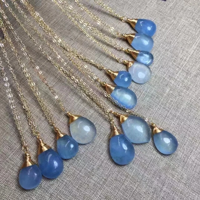 Natural blue moonstone/Rhodochrosite/aquamarine/blue kynite/amethyst/prehnite/blue jade pendant