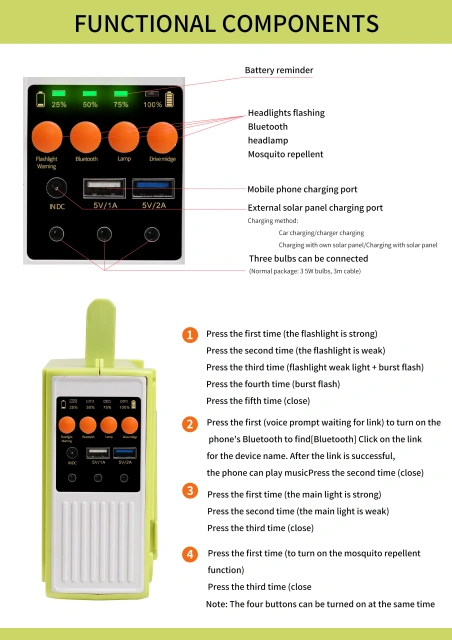 GINLITE Multi-functional Solar Emergency Lamp GL-MESL-100