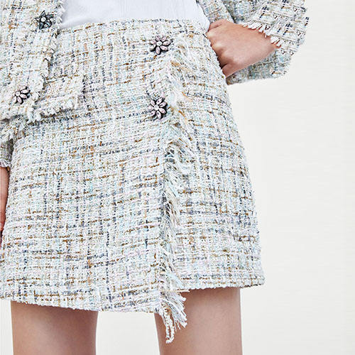 Hot Cashmere Plaid Tweed Miniskirt Suit