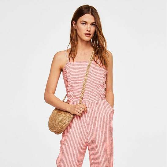 Hot New Tropical Print Button Front Belted Romper