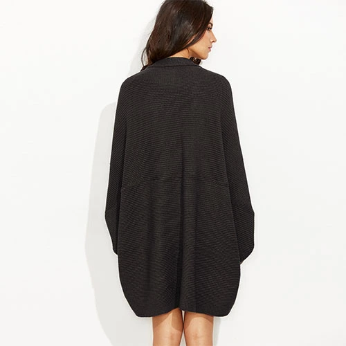 Hot Black Shawl Collar Open Front Cocoon Cardigan