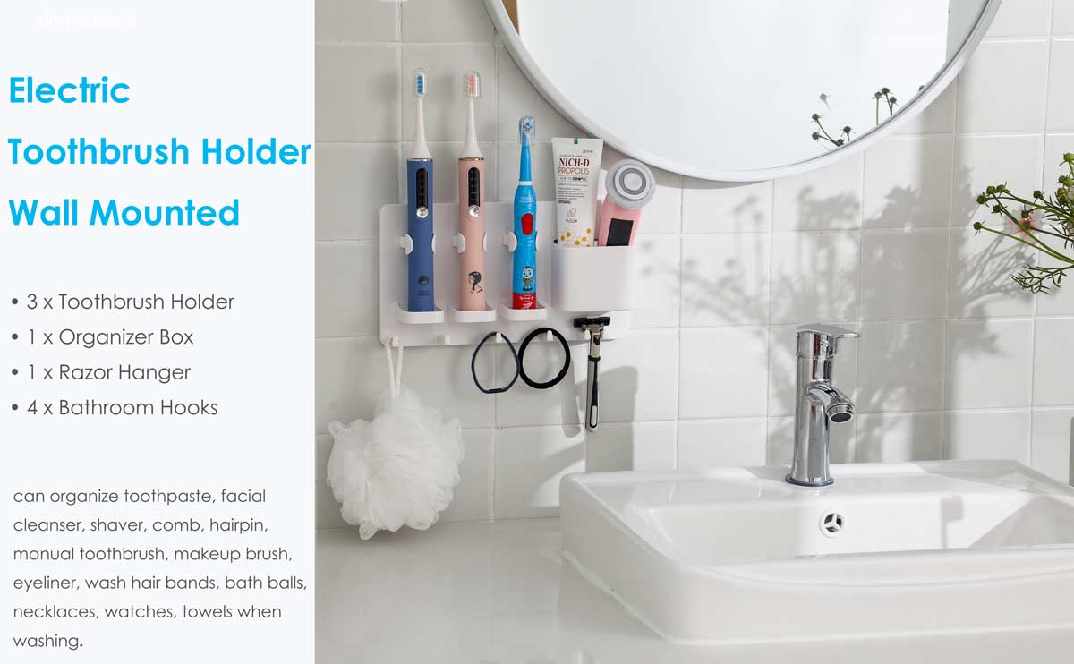 YJOHIGO Wall Mount Toothbrush Holder for Bathroom - Self Adhesive