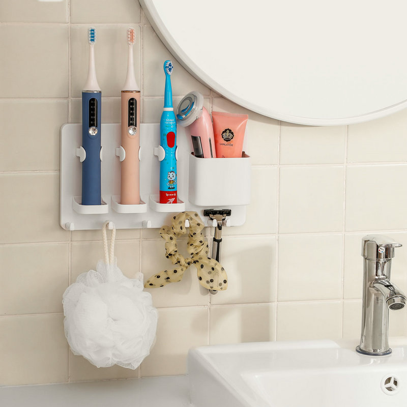 Suction Cup Toothbrush Holder,White Bathroom Kitchen Wall Mounted