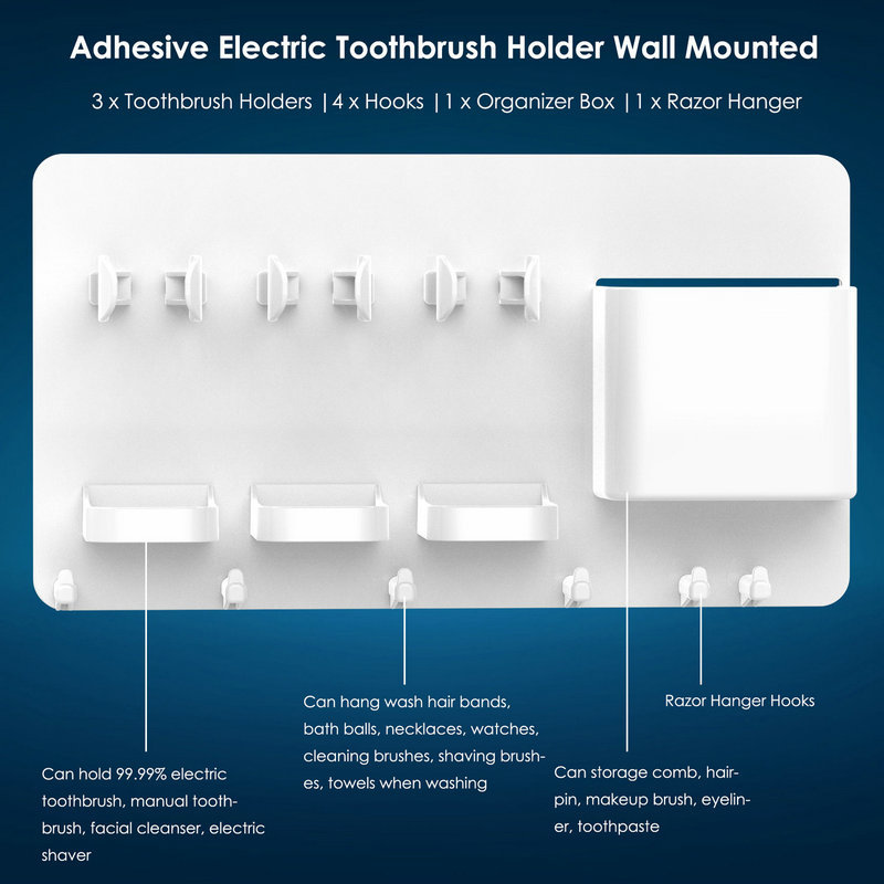 Adhesive Electric Toothbrush Holder Wall Mounted Bathroom Organizer