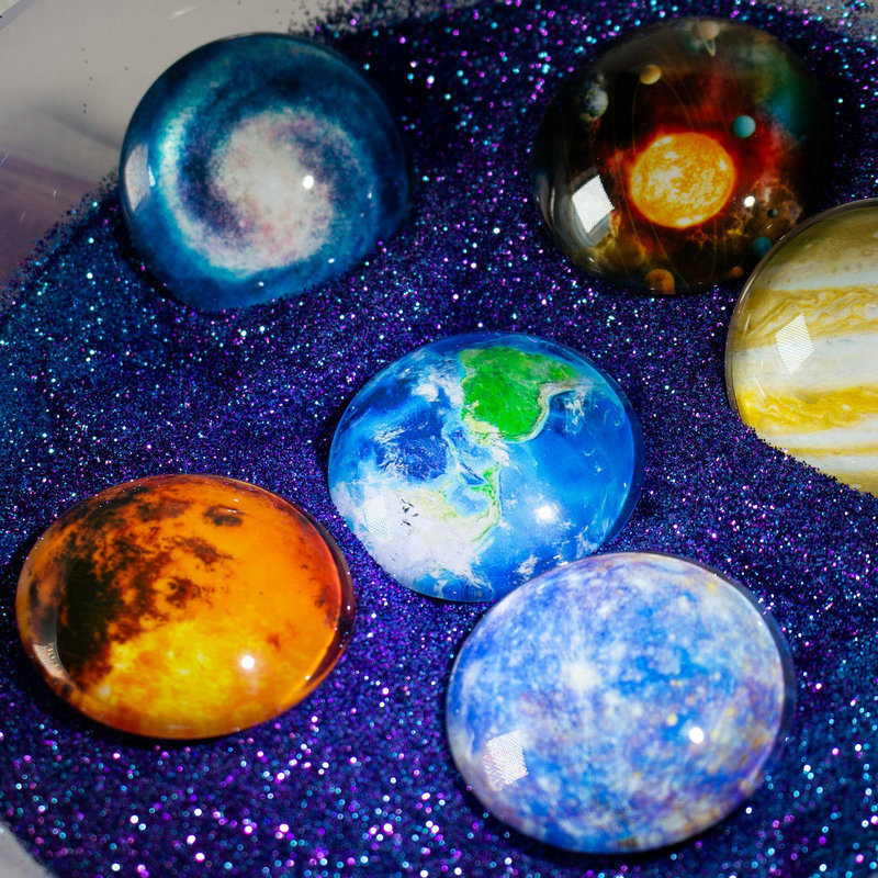 3D Glass Vivid HD Fridge Magnets Solar System Planets Series 12 Pack