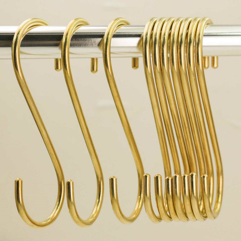 H-65 Copper S Hooks Hangers for Kitchen 10 Pack