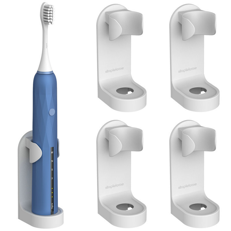 Adhesive Electric Toothbrush Holder Wall Mounted Tooth Brush Organizer 4 Pack