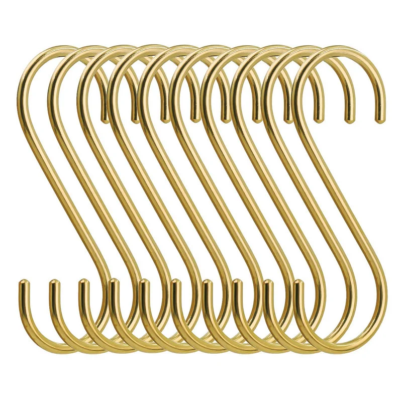 H-65 Copper S Hooks Hangers for Kitchen 10 Pack